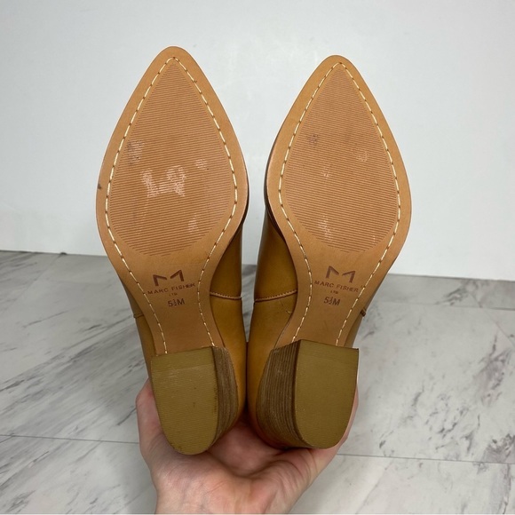 Marc Fisher Alva Brown Leather Heeled Bootie 5 1/2 M - Picture 13 of 14